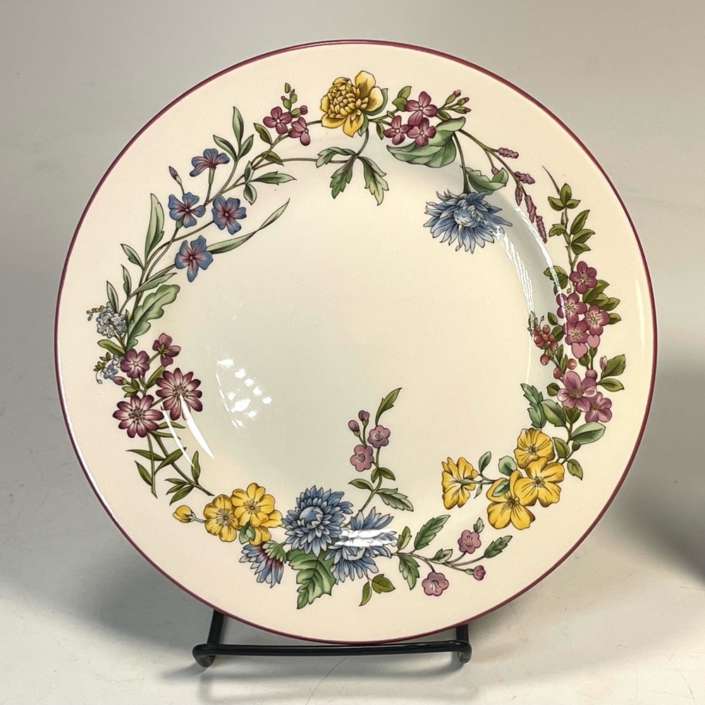 4 Spode Romany Floral Pink Rim Salad Dessert Plates Mint Condition England